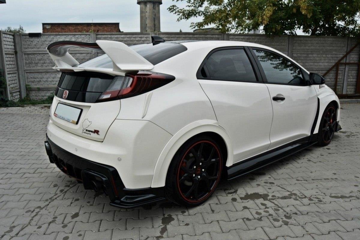Heck Ansatz Flaps Diffusor für HONDA CIVIC IX TYPE R schwarz Hochglanz
