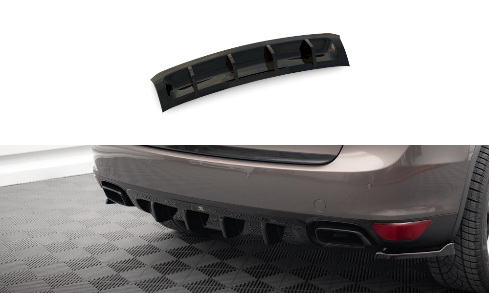 Street+ Heck Ansatz Diffusor passend für Porsche Cayenne Turbo / Standard Mk2 schwarz Hochglanz