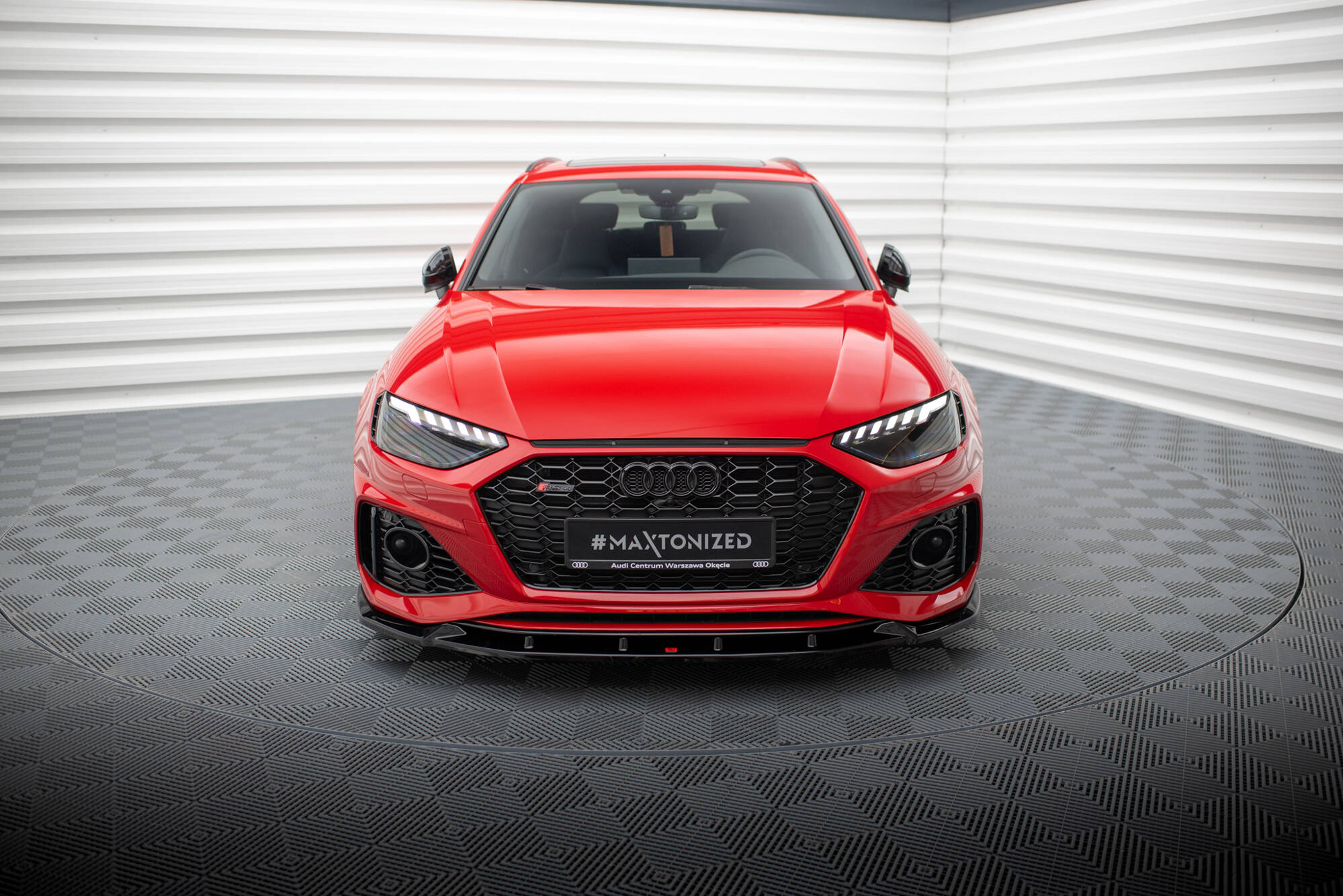 Street+ Spoilerlippe Front Ansatz V.2 passend für Audi RS4 B9 FL schwarz Hochglanz