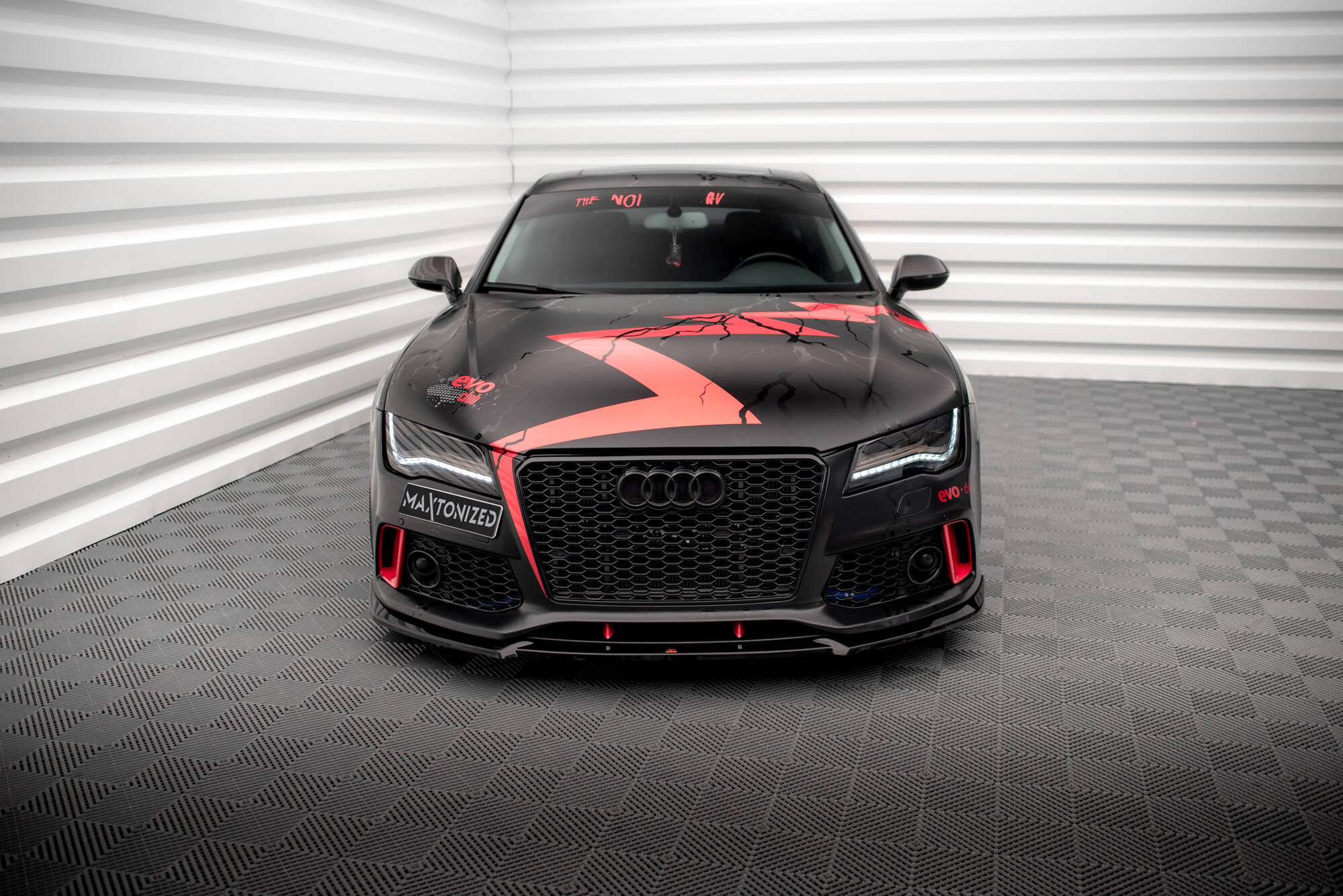 Street+ Spoilerlippe Front Ansatz passend für Audi A7 RS7 Look C7 schwarz Hochglanz