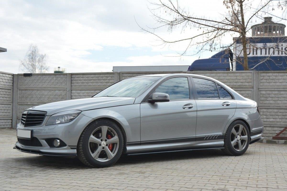 Street+ Seitenschweller Leisten passend für Mercedes C Limousine / Kombi AMG-Line W204 / S204 schwarz Hochglanz