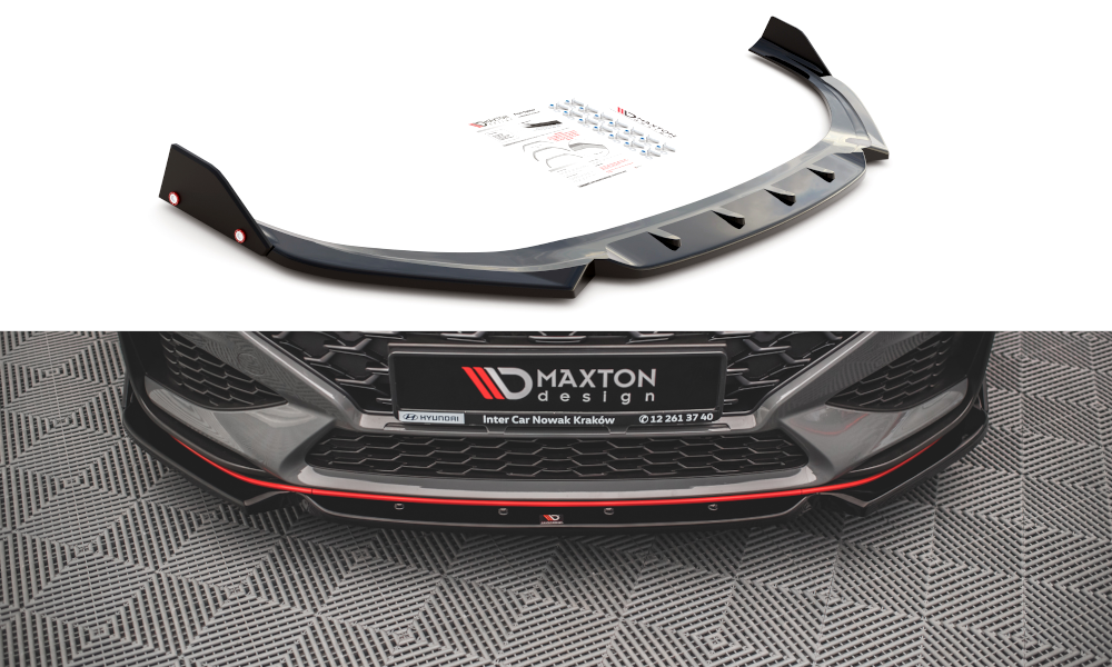 Street+ Spoilerlippe Front Ansatz V.1 + Flaps passend für Hyundai I30 N / I30 N-Line Hatchback/Fastback Mk3 FL