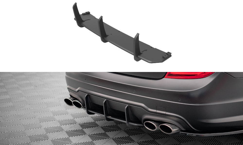 Street Pro Heckschürze Heck Ansatz Diffusor passend für Mercedes C Coupe AMG-Line C204 schwarz-rot