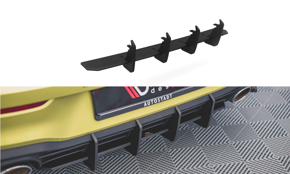 Street Pro Heckschürze Heck Ansatz Diffusor V.2 passend für VW Golf 8 GTI Clubsport rot