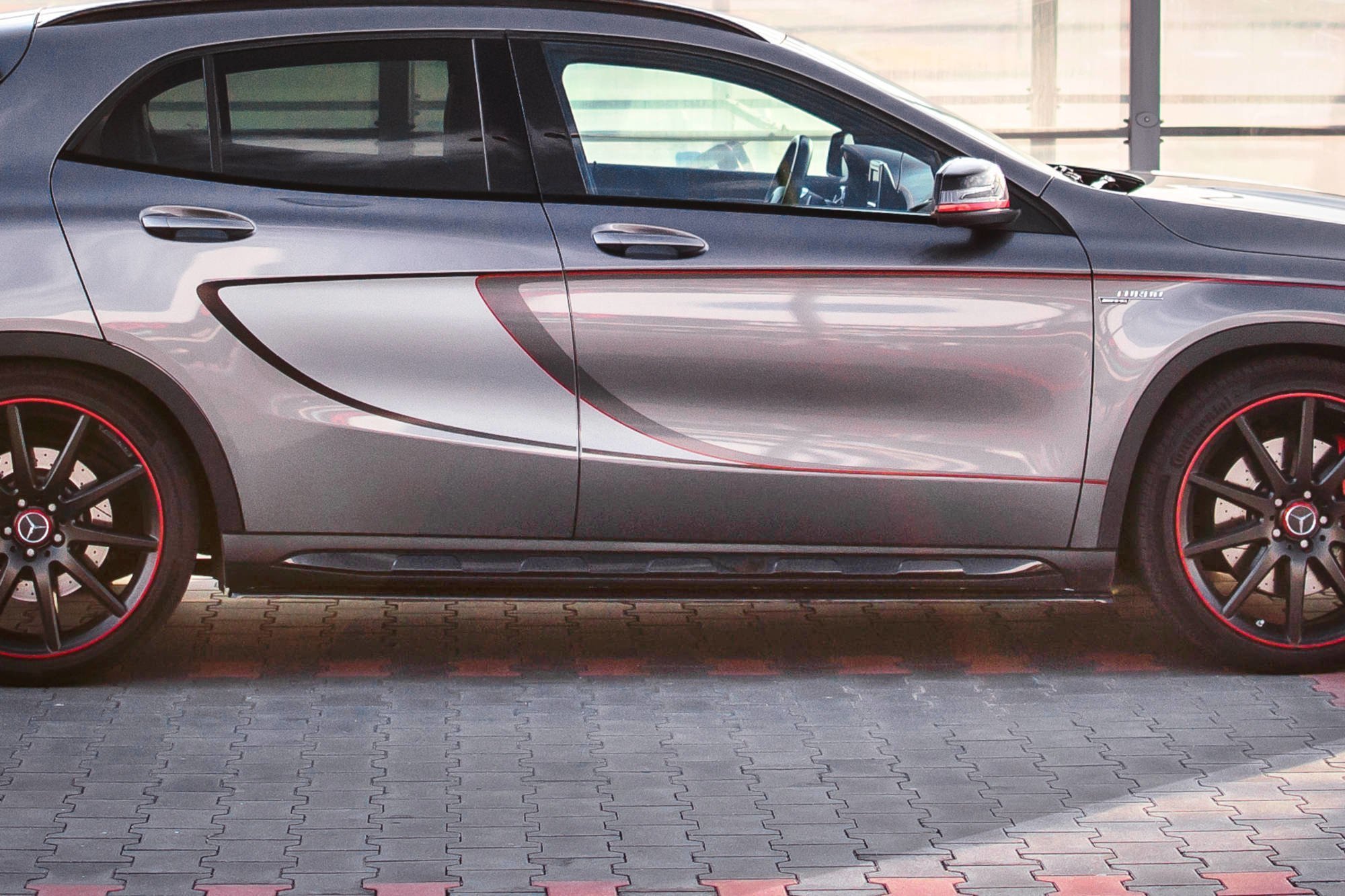 Seitenschweller Ansatz für Mercedes GLA 45 AMG SUV X156 vor Facelift Carbon Look
