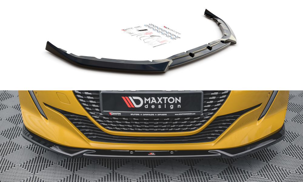 Street+ Spoilerlippe Front Ansatz V.2 passend für Peugeot 208 Mk2 schwarz Hochglanz