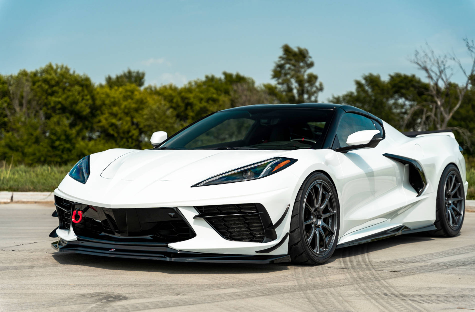 Street+ Spoilerlippe Front Ansatz passend für Chevrolet Corvette C8 schwarz Hochglanz