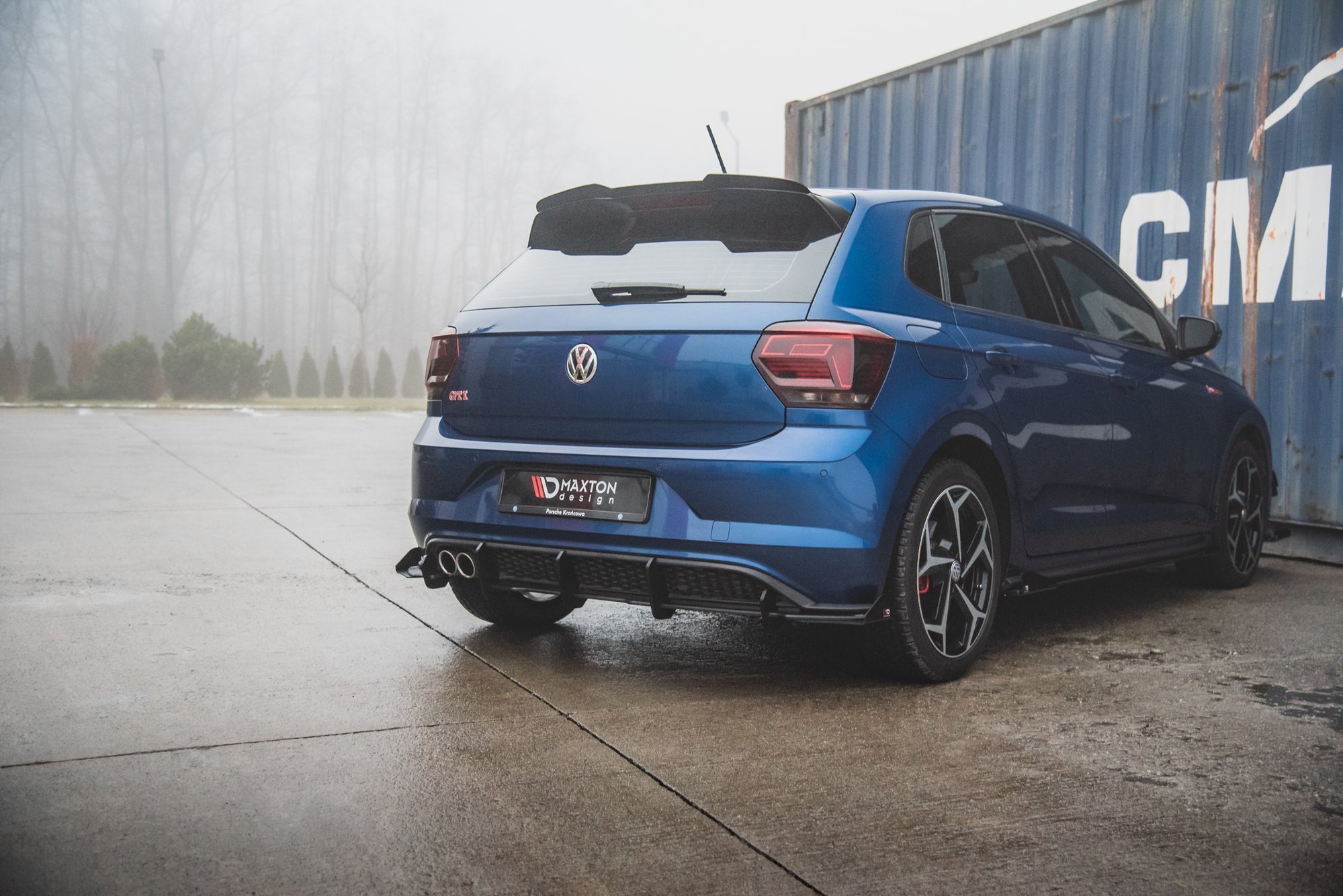 Street Pro Heck Ansatz Diffusor + Flaps passend für VW Polo GTI Mk6 schwarz Hochglanz