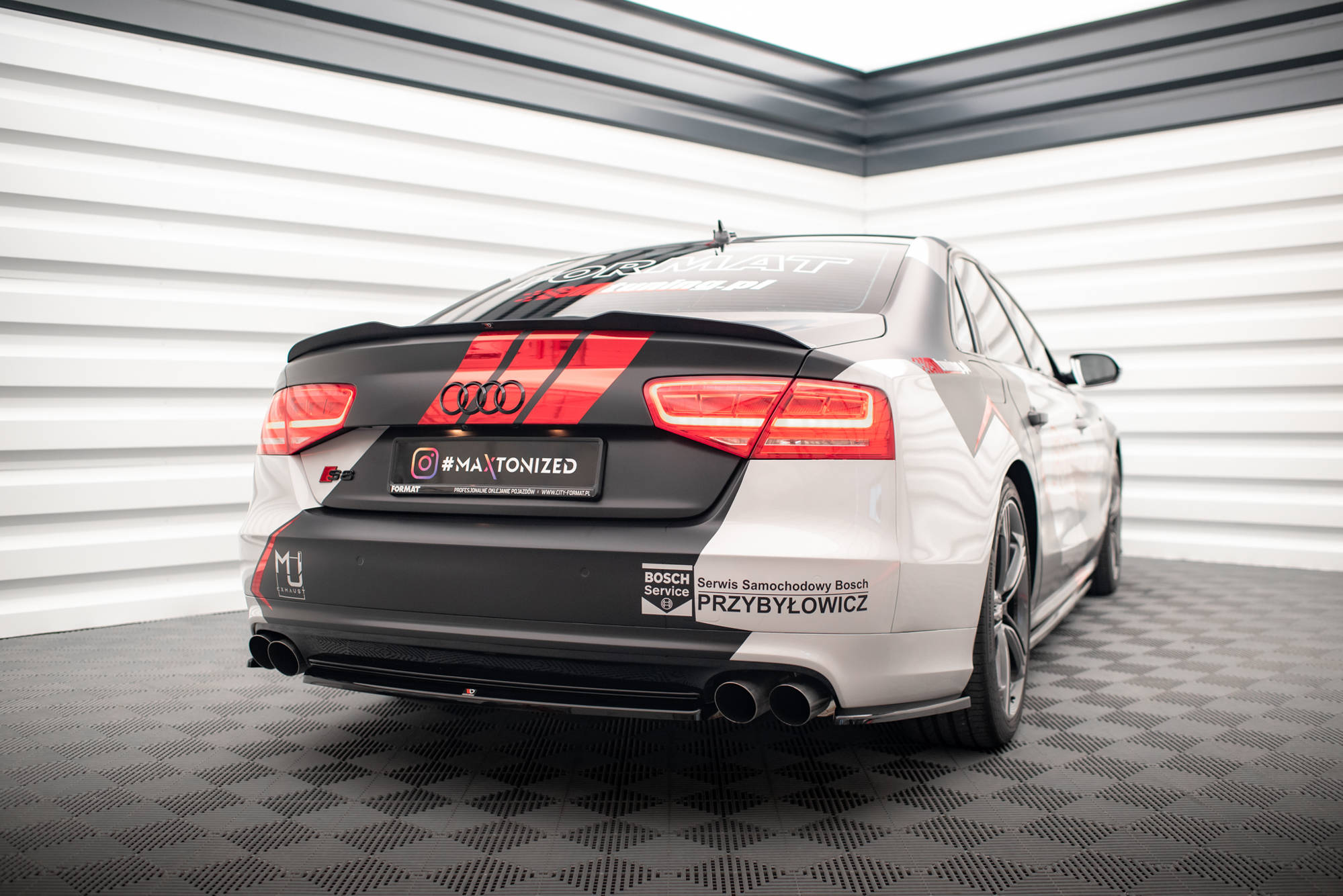 Heck Spoiler Aufsatz Abrisskante passend für Audi S8 D4 schwarz Hochglanz