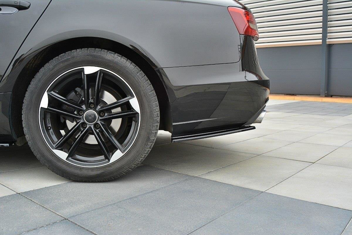 Heck Ansatz Flaps Diffusor für Audi A6 C7 schwarz matt