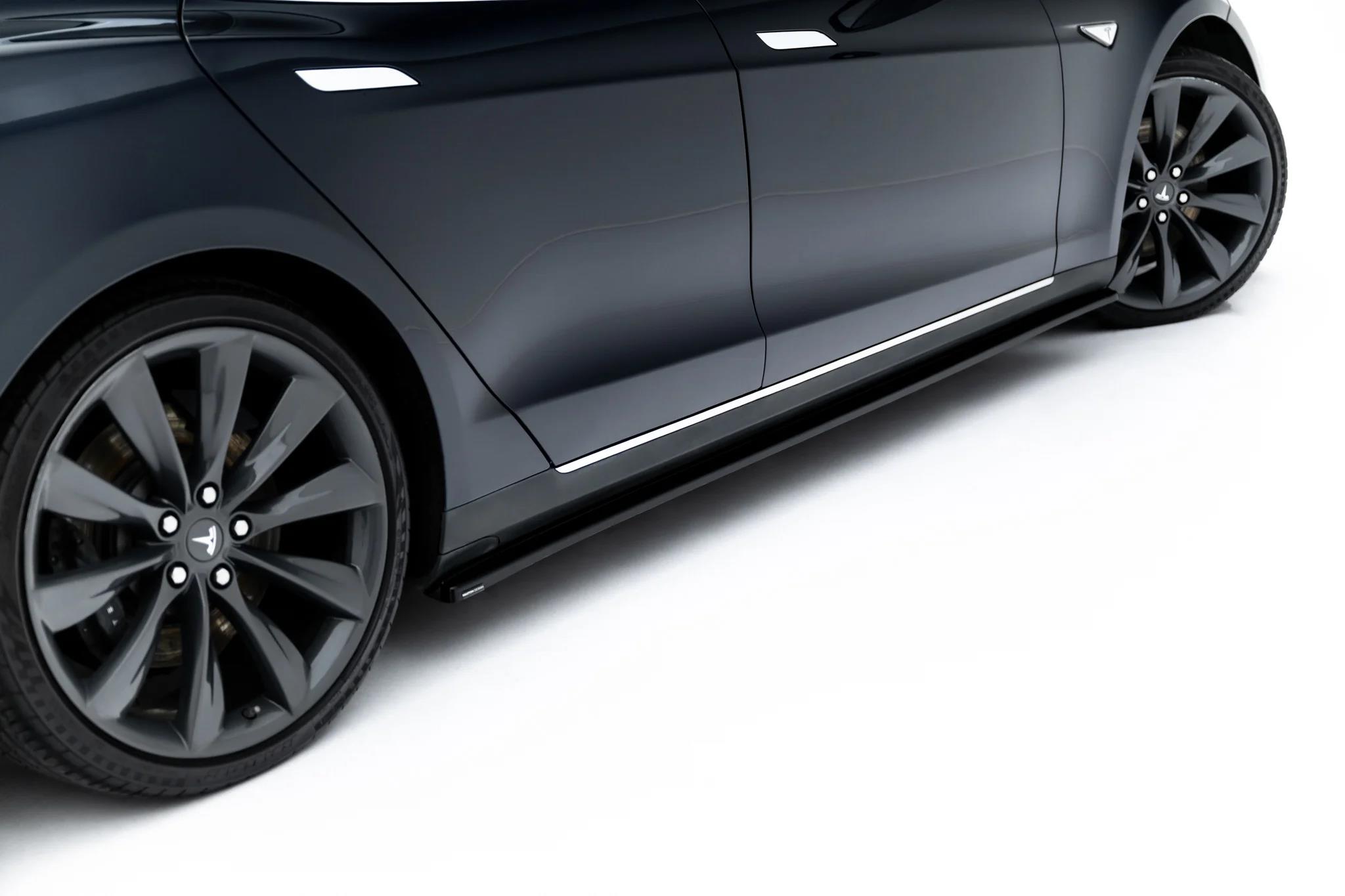 Seitenschweller Ansatz Paar V.1 passend für passend für Tesla Model S Mk1 schwarz Hochglanz