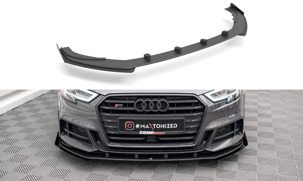 Street Pro Spoilerlippe Front Ansatz passend für Audi S3 Sportback 8V FL rot+ Hochglanz Flaps