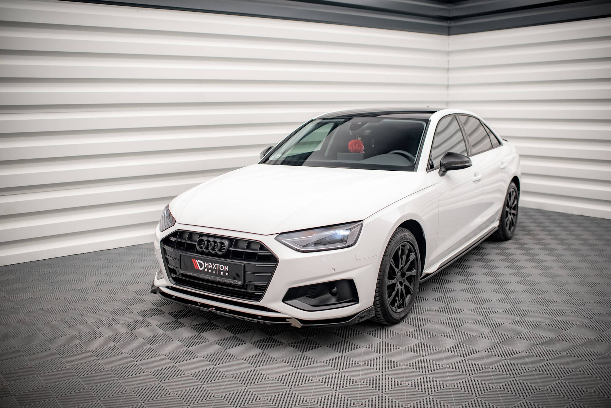 Street+ Spoilerlippe Front Ansatz V.1 passend für Audi A4 B9 FL schwarz Hochglanz