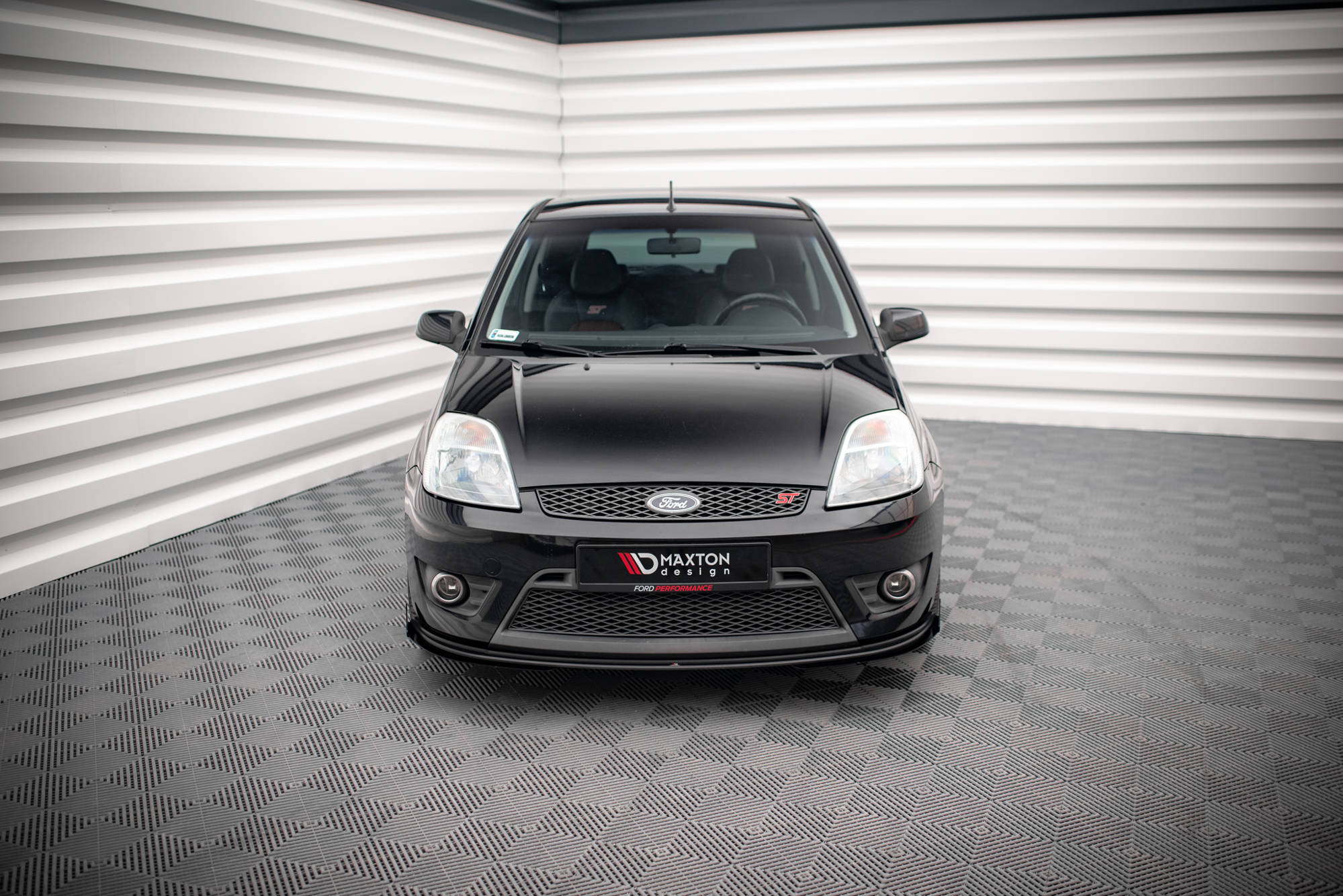 Street Pro Spoilerlippe Front Ansatz + Flaps V.1 passend für Ford Fiesta ST Mk6 schwarz Hochglanz