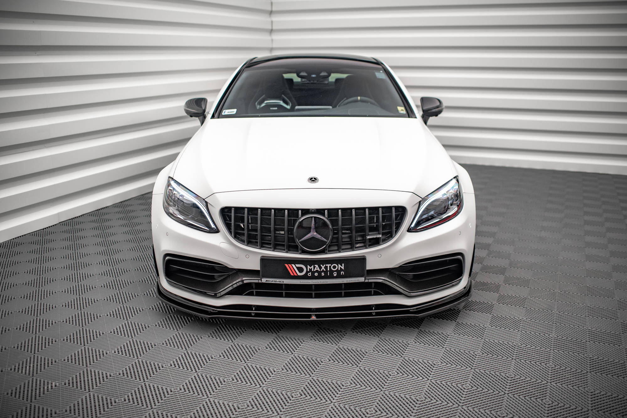Street+ Spoilerlippe Front Ansatz V.1 passend für Mercedes-AMG C63 Coupe AMG Aero Pack C205 FL schwarz Hochglanz