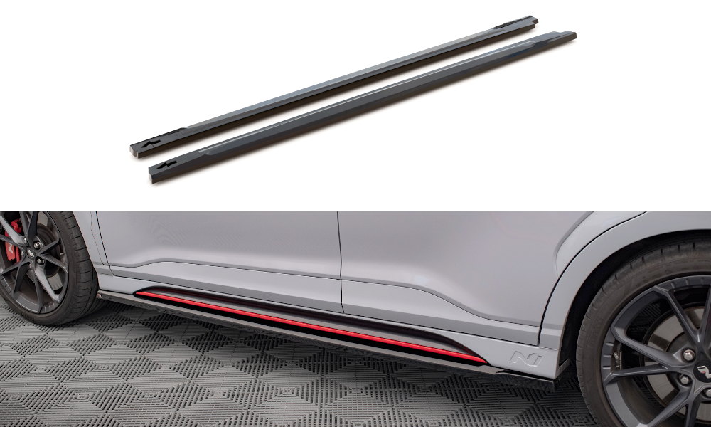 Street+ Seitenschweller Leisten V.1 passend für Hyundai Kona N Mk1 schwarz Hochglanz