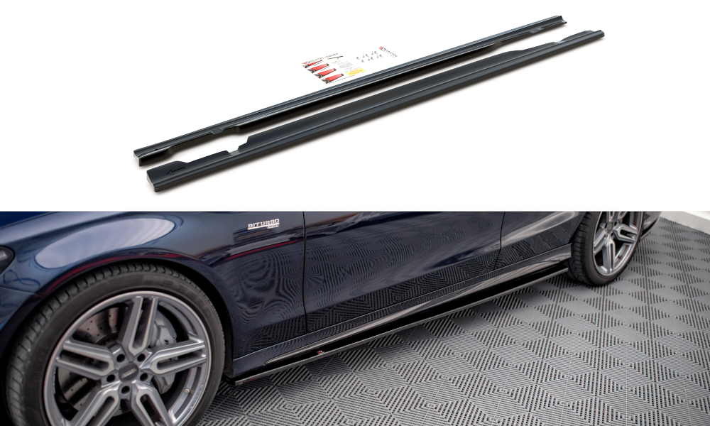 Seitenschweller Ansatz für Mercedes-AMG C 43 / AMG-Line W205 schwarz Hochglanz