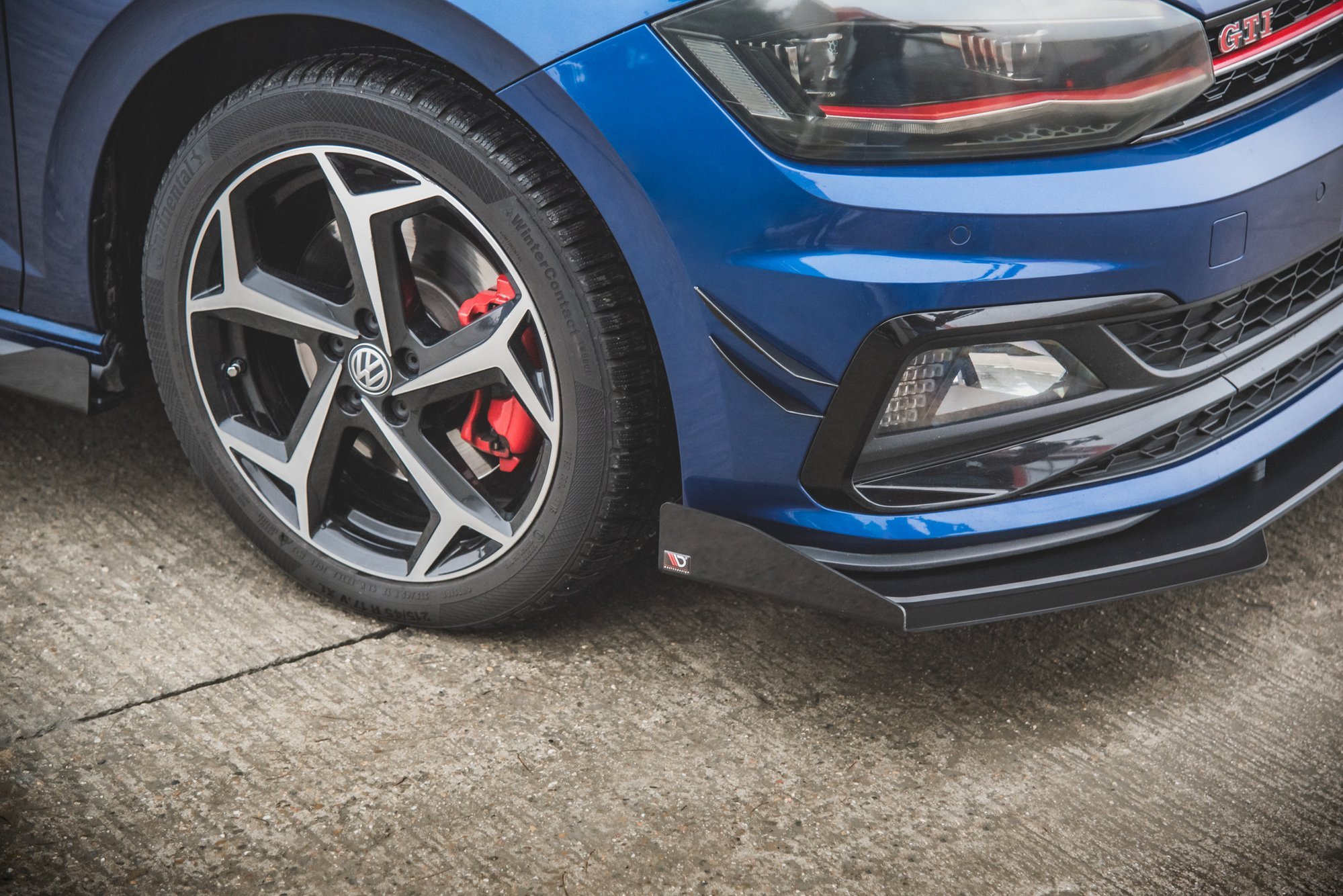Front Stoßstange Flaps passend für VW Polo GTI Mk6 schwarz Hochglanz