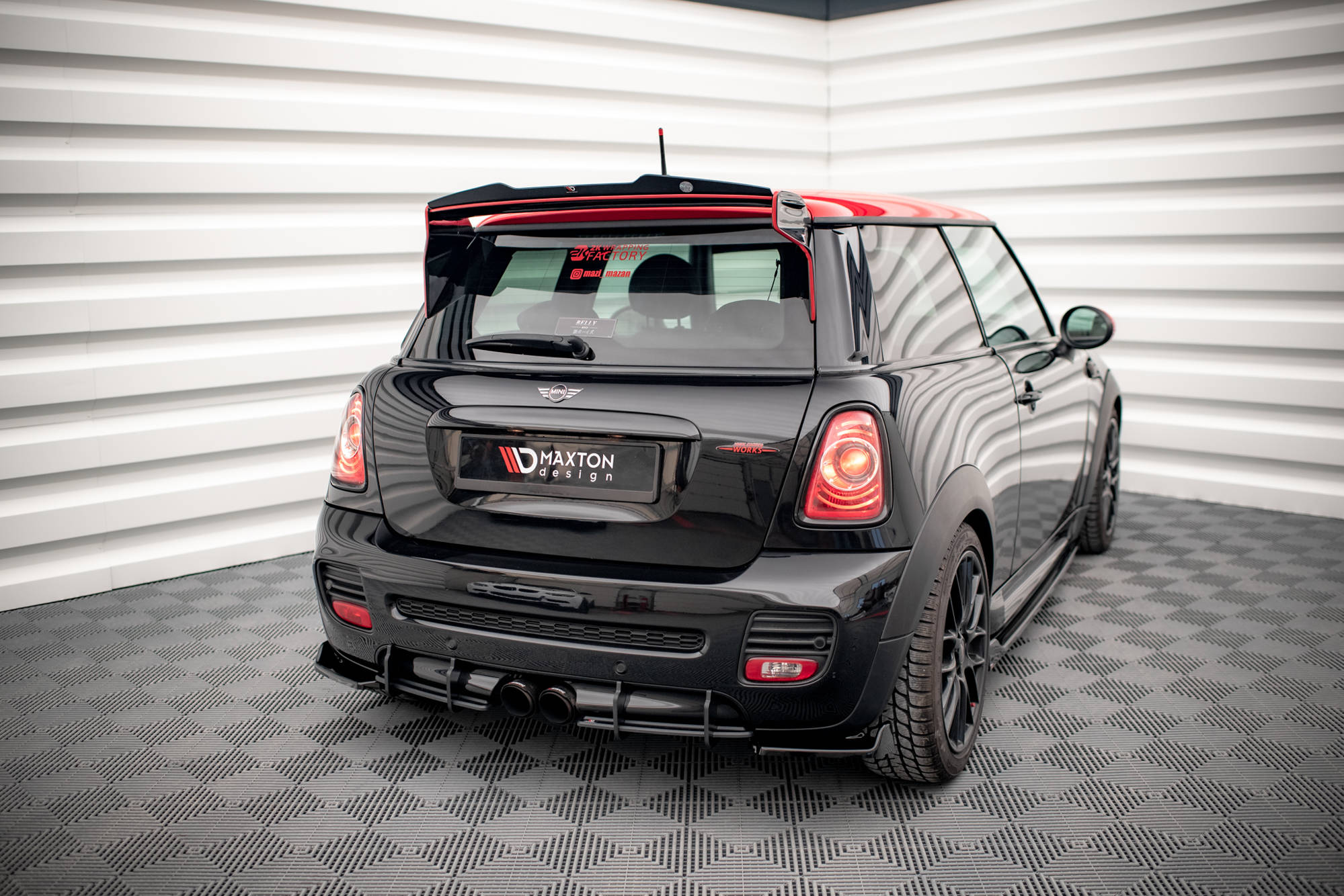 Street Pro Heckschürze Heck Ansatz Diffusor passend für Mini Cooper John Cooper Works R56 rot