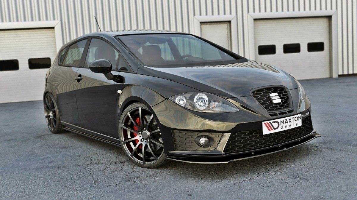 Street+ Spoilerlippe Front Ansatz V.1 passend für Seat Leon MK2 CUPRA FR FL schwarz Hochglanz