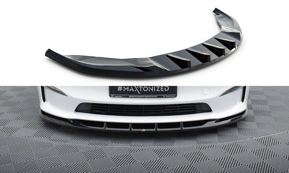 Frontlippe V.3 passend für Tesla Model S Plaid Mk1 FL schwarz Hochglanz