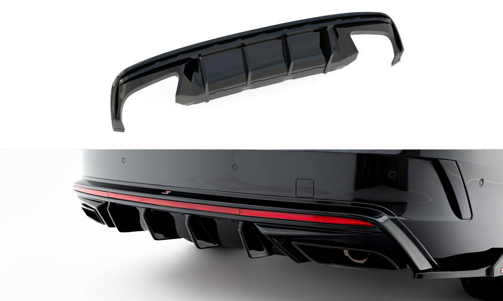 Street+ Heck Ansatz Diffusor passend für Skoda Octavia RS Liftback / Combi Mk4 FL schwarz Hochglanz