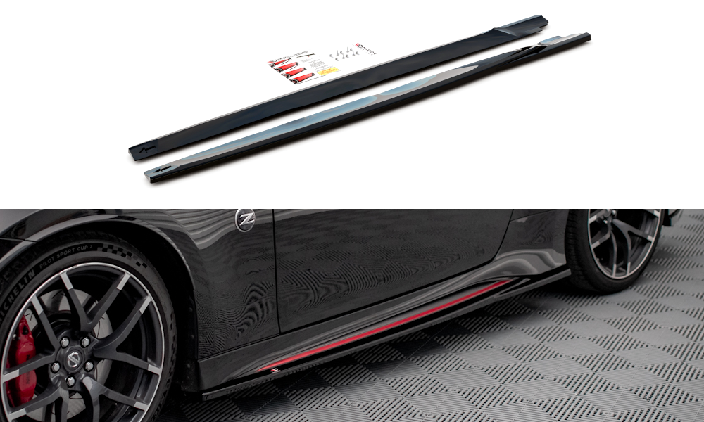 Street+ Seitenschweller Leisten V.2 passend für Nissan 370Z Nismo FL schwarz Hochglanz
