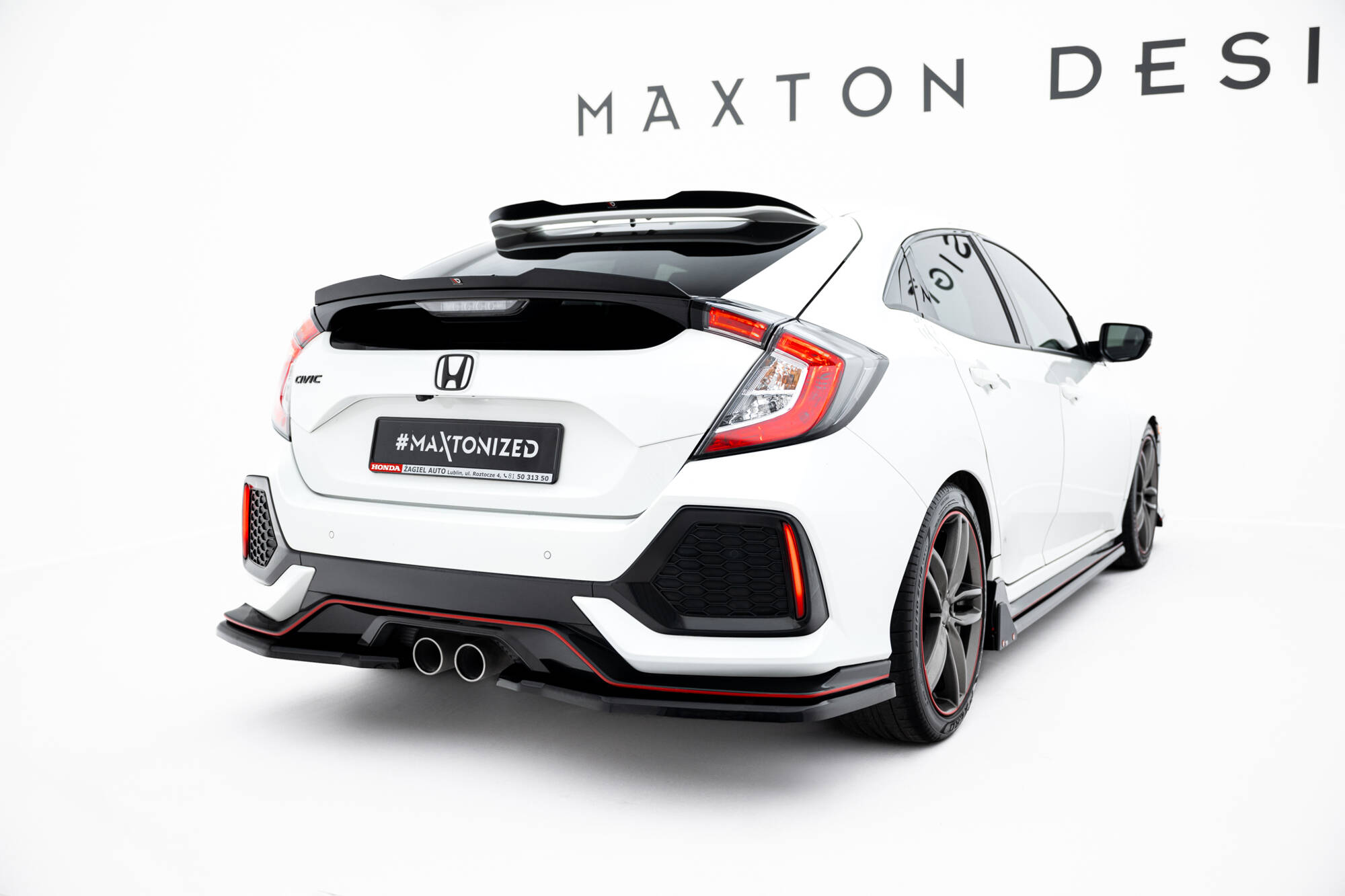 Street+ Mittlerer Diffusor Heck Ansatz passend für Honda Civic Sport Mk 10 schwarz Hochglanz