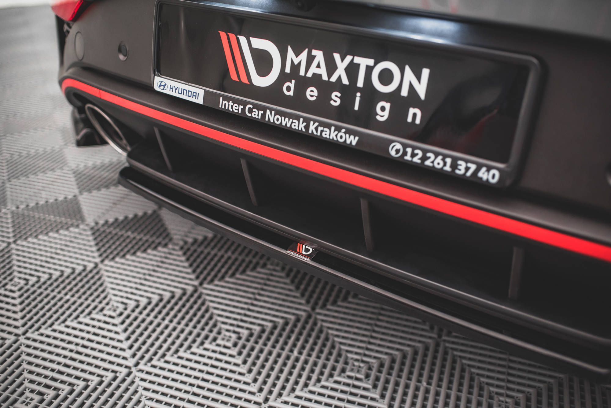 Street+ Mittlerer Diffusor Heck Ansatz passend für Hyundai I30 N Hatchback Mk3 FL schwarz Hochglanz