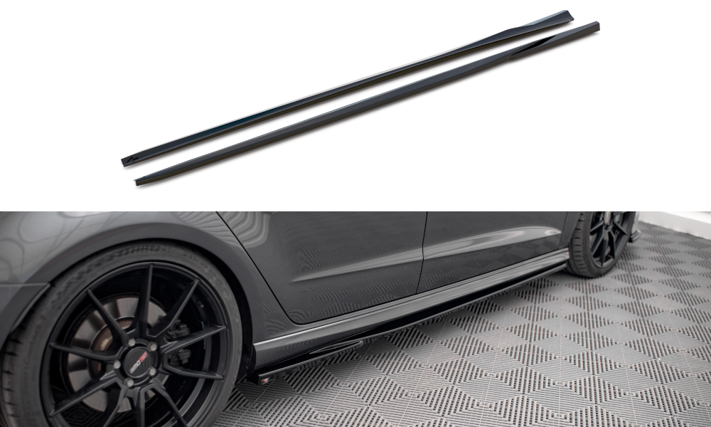 Street+ Seitenschweller Leisten V.2 passend für Audi S3 / A3 S-Line Sportback 8V / 8V FL schwarz Hochglanz