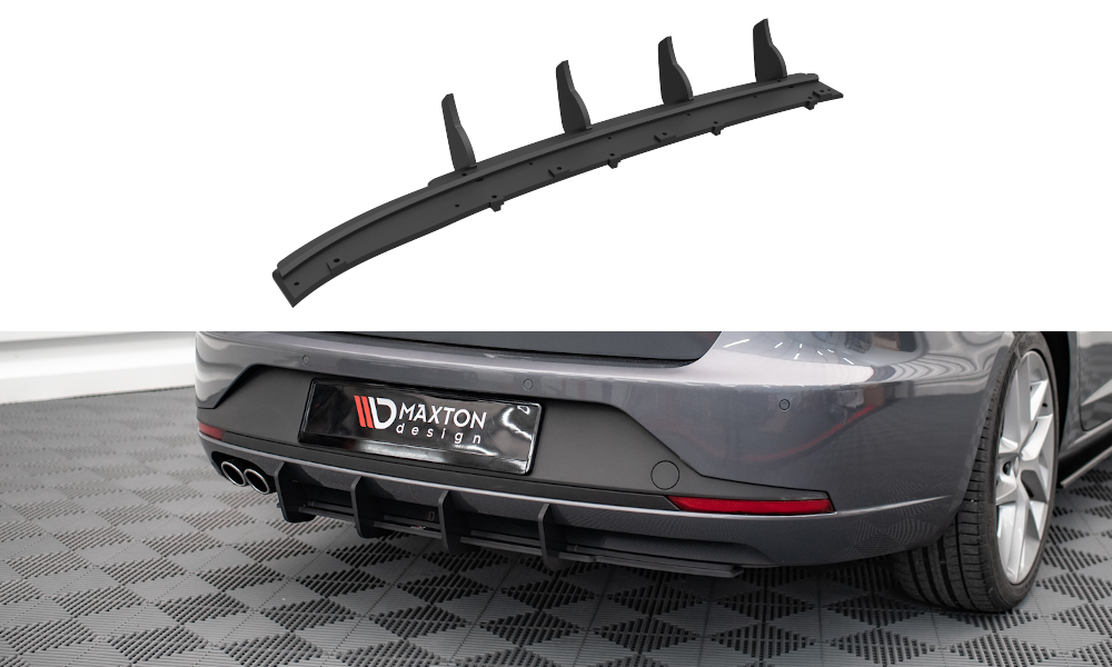 Street Pro Heckschürze Heck Ansatz Diffusor passend für Seat Leon FR Sportstourer Mk3 schwarz-rot