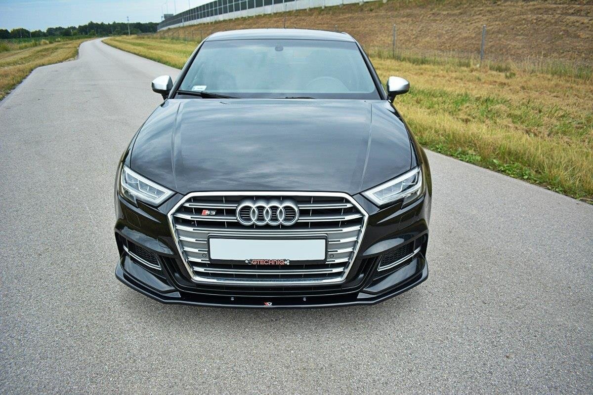 Front Ansatz für V.1 Audi S3 / A3 S-Line Hatchback / Sportback 8V Facelift schwarz Hochglanz