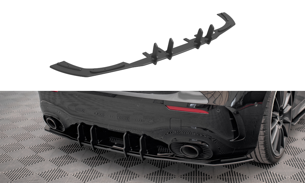Street Pro Heckschürze Heck Ansatz Diffusor passend für Mercedes A35 AMG Hatchback W177 rot