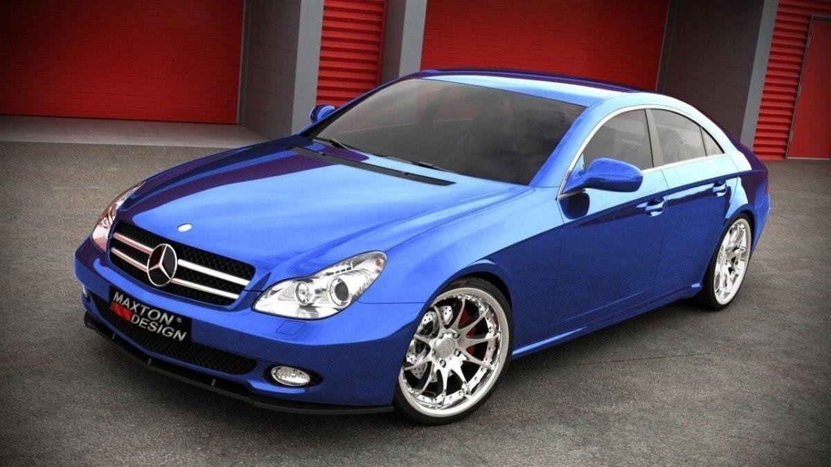 Street+ Spoilerlippe Front Ansatz passend für Mercedes CLS C219 Serie schwarz Hochglanz