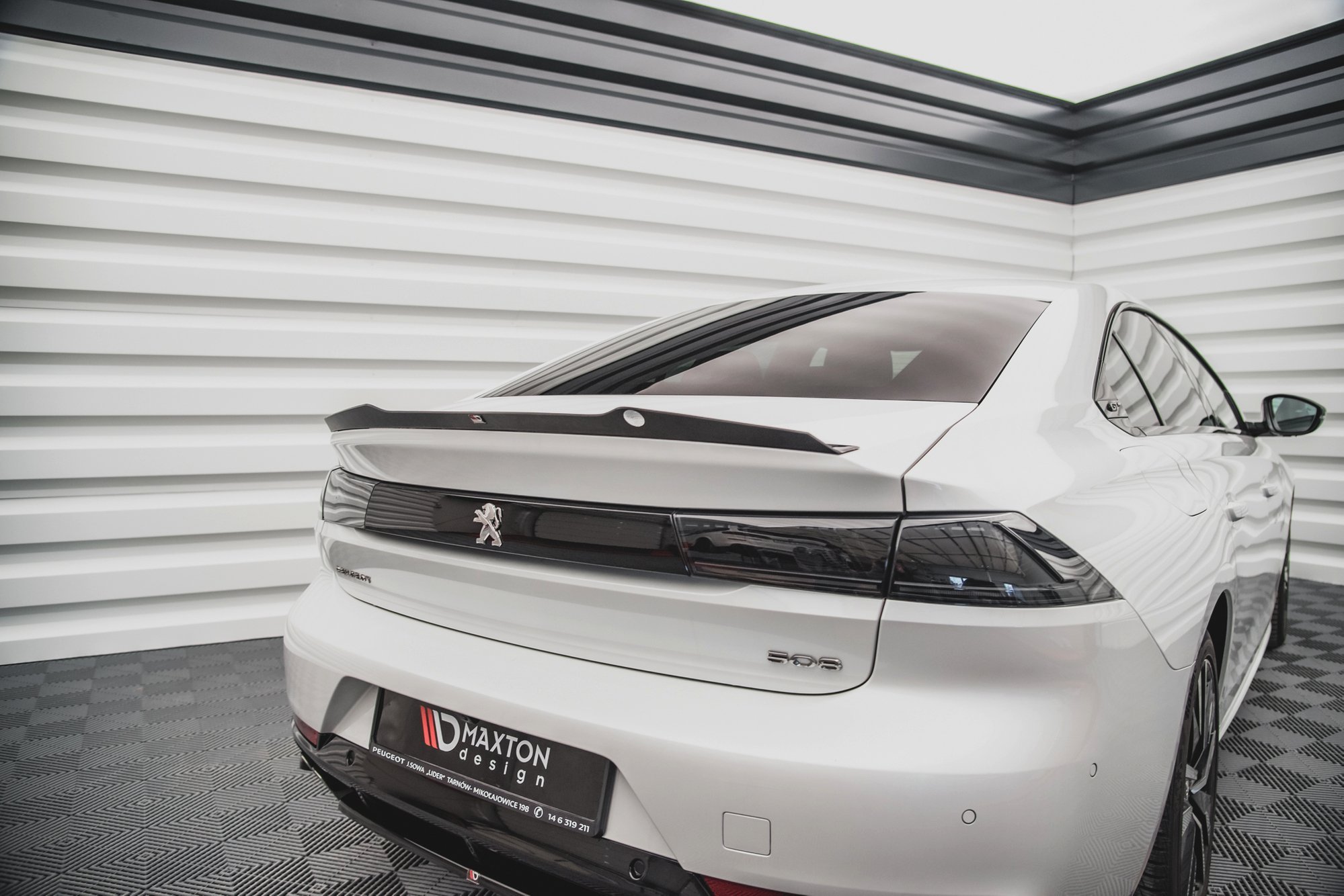 Heck Spoiler Aufsatz Abrisskante passend für Peugeot 508 Limousine Mk2 schwarz Hochglanz