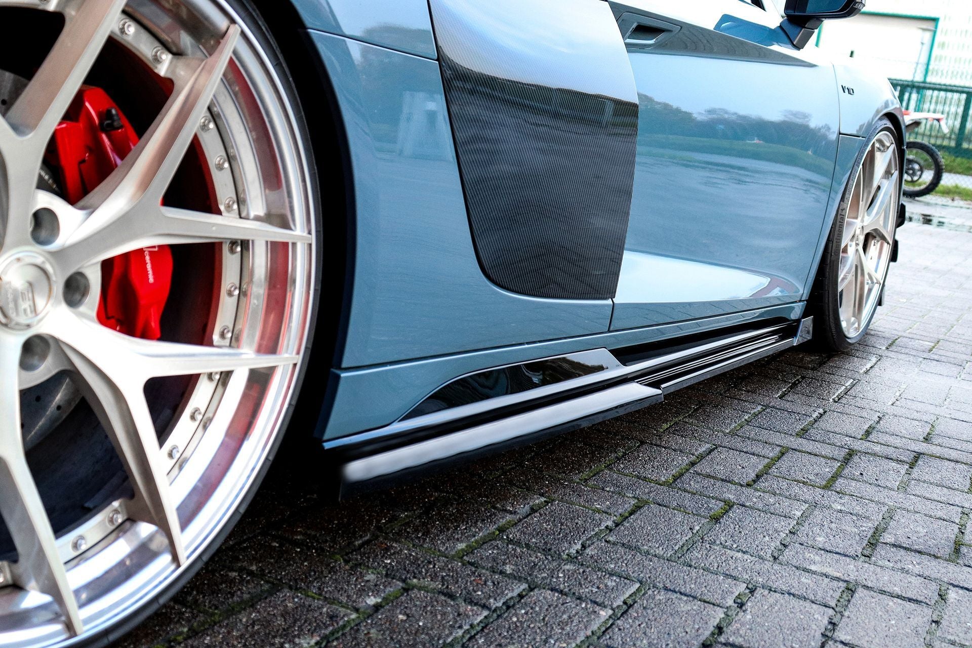 Cup Seitenschweller mit Wings vorne für Audi R8 4S Facelift ab Bj. 2019 - (Schwarz Matt)