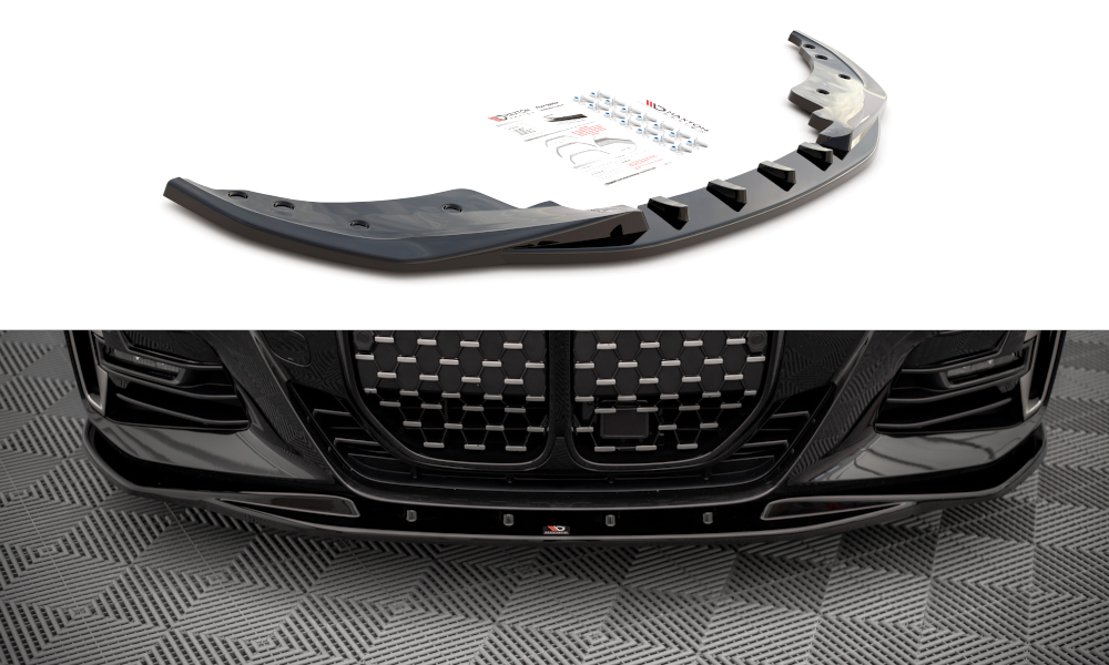 Street+ Spoilerlippe Front Ansatz V.1 passend für BMW 4er M-Paket / M440i G22 / G23 / G22 FL / G23 FL schwarz Hochglanz