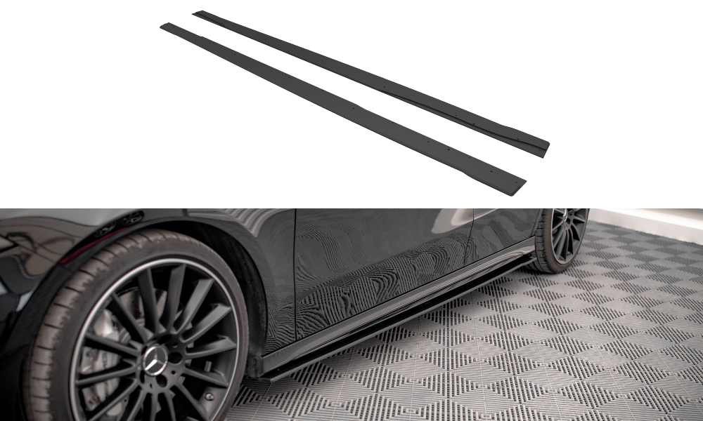 Street Pro Seitenschweller Leisten passend für Mercedes A35 AMG / AMG-Line W177 rot