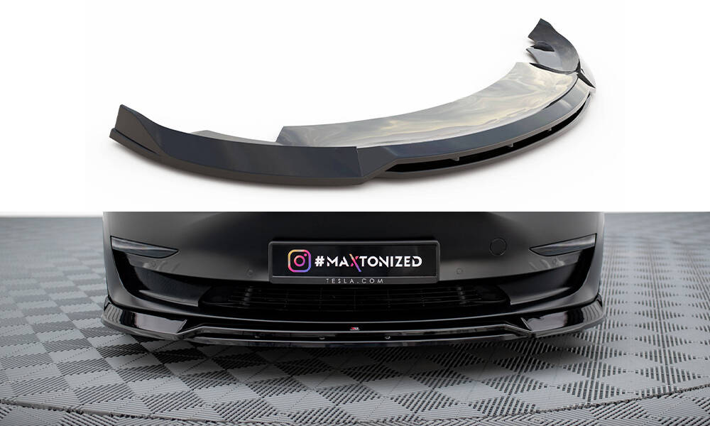 Frontlippe V.3 passend für Tesla Model 3 schwarz Hochglanz