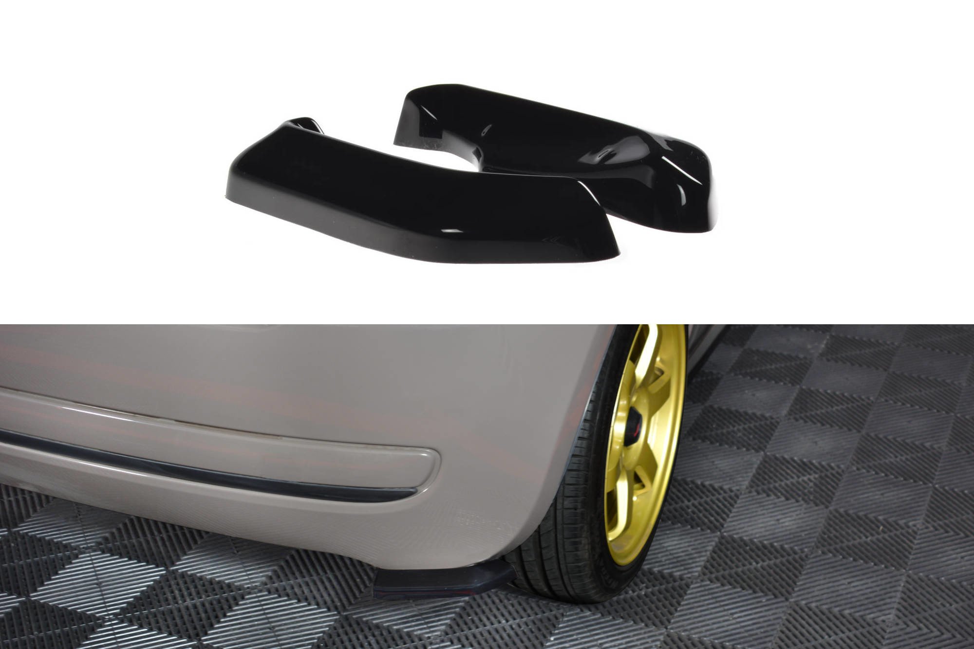 Heck Ansatz Flaps Diffusor für Fiat 500 schwarz Hochglanz