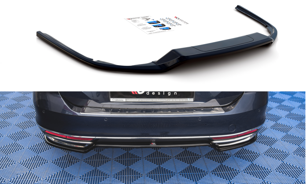 Street+ Mittlerer Diffusor Heck Ansatz passend für VW Passat B8 schwarz Hochglanz