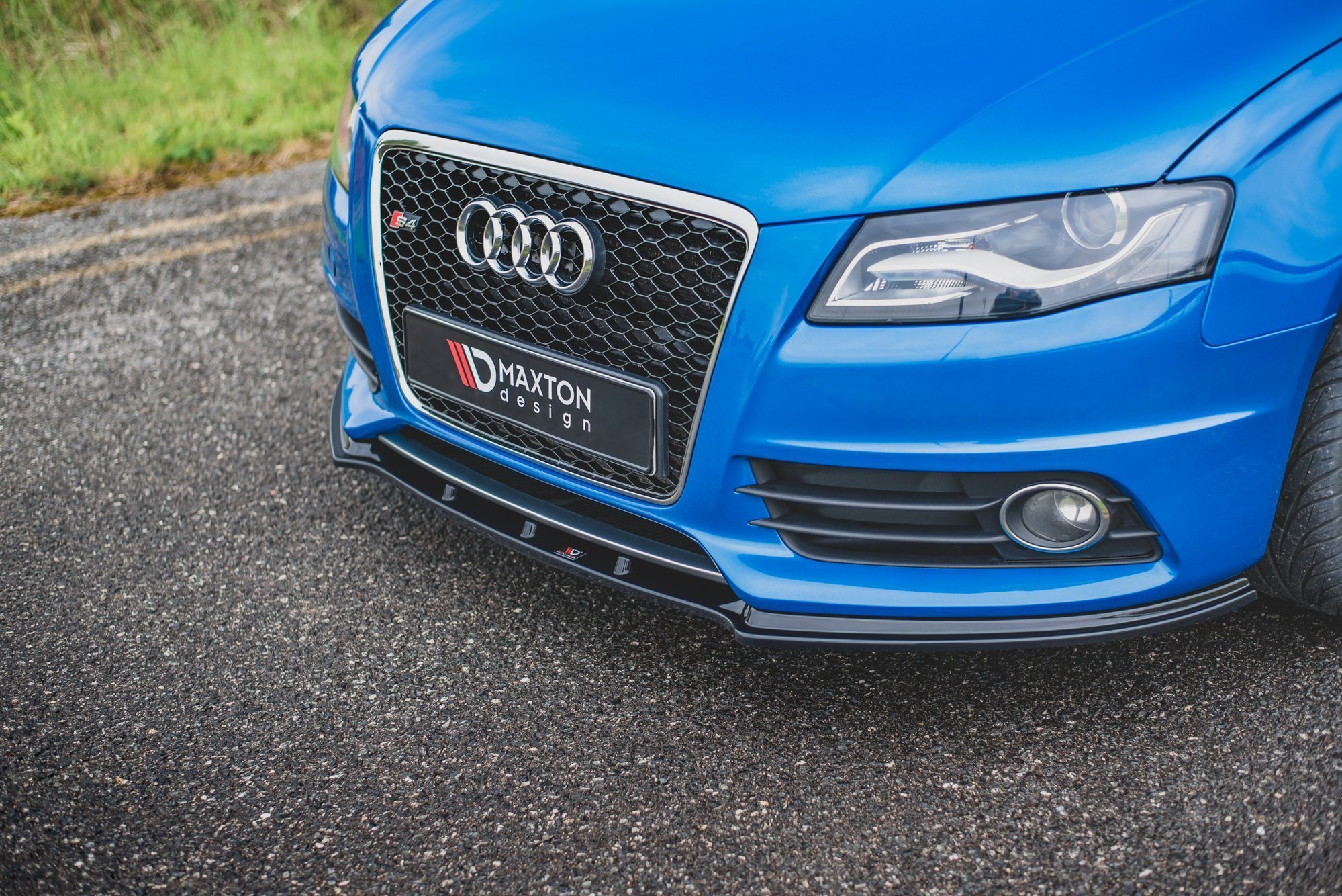 Street+ Spoilerlippe Front Ansatz V.1 passend für Audi S4 / A4 S-Line B8 schwarz Hochglanz