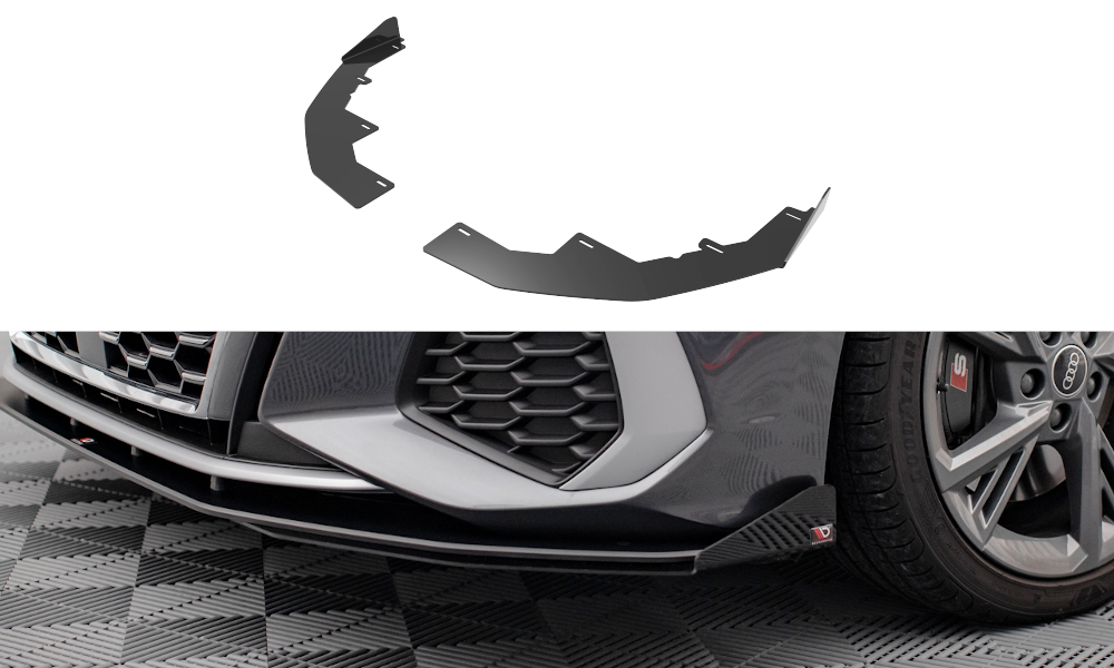 Front Stoßstange Flaps passend für Audi S3/A3 S-Line 8Y schwarz Hochglanz