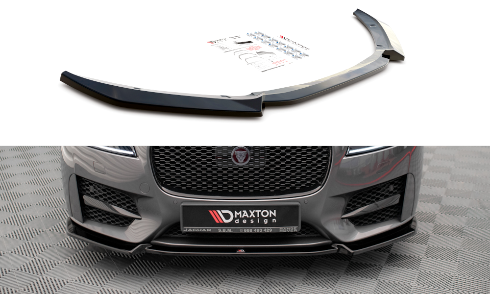 Street+ Spoilerlippe Front Ansatz V.2 passend für Jaguar XF R-Sport Mk2 schwarz Hochglanz