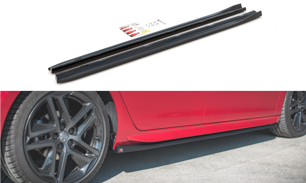 Street+ Seitenschweller Leisten passend für Peugeot 308 GT Mk2 FL schwarz Hochglanz