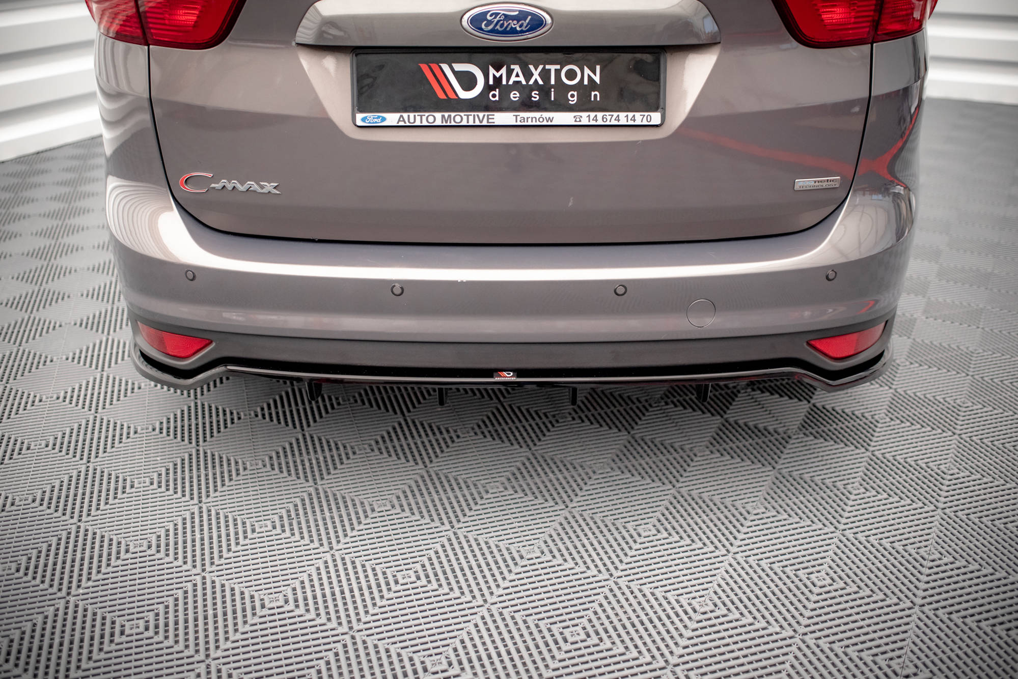 Street+ Mittlerer Diffusor RACE Heck Ansatz passend für Ford C-Max Mk2 schwarz Hochglanz