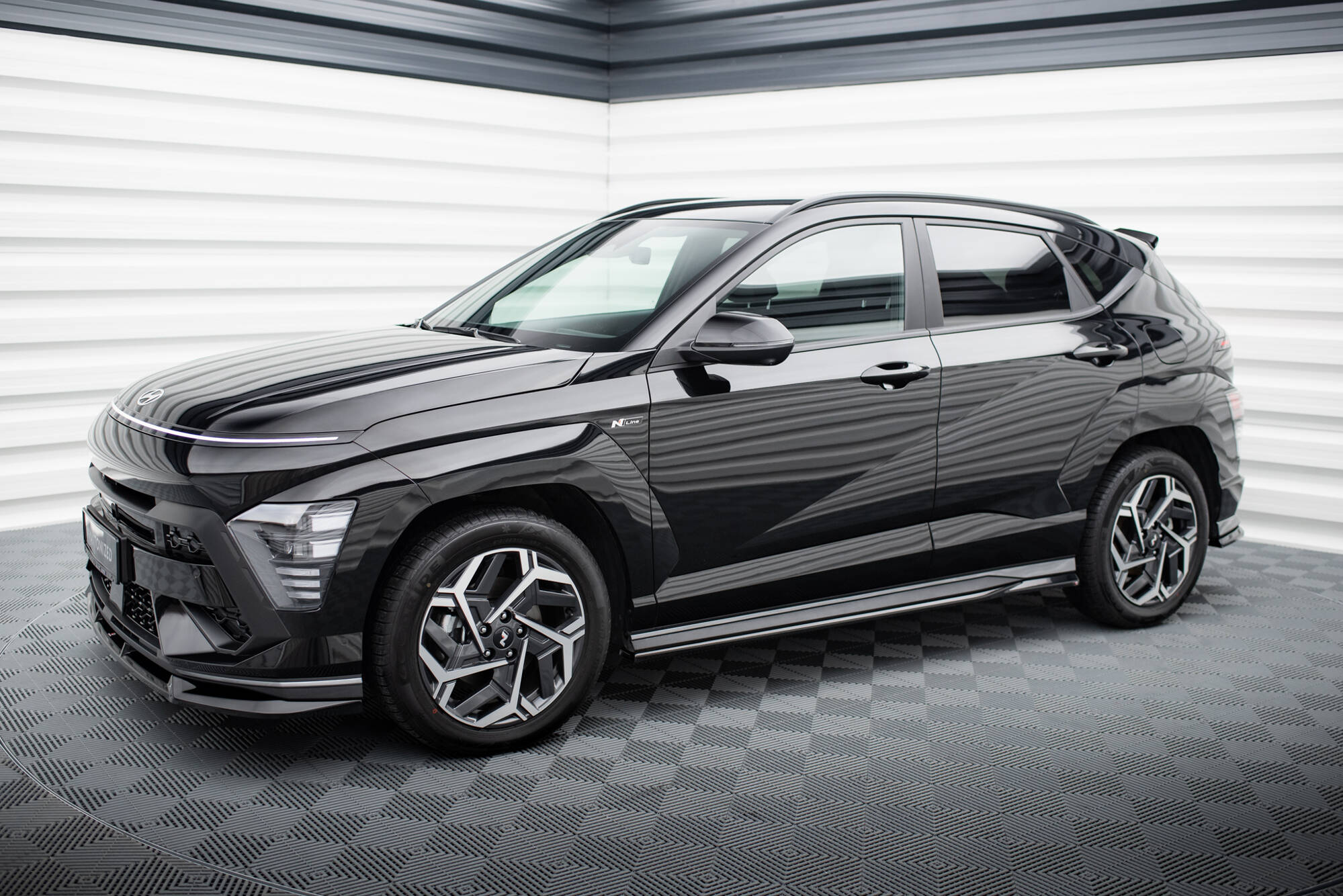 Street+ Seitenschweller Leisten passend für Hyundai Kona N-line Mk2 schwarz Hochglanz