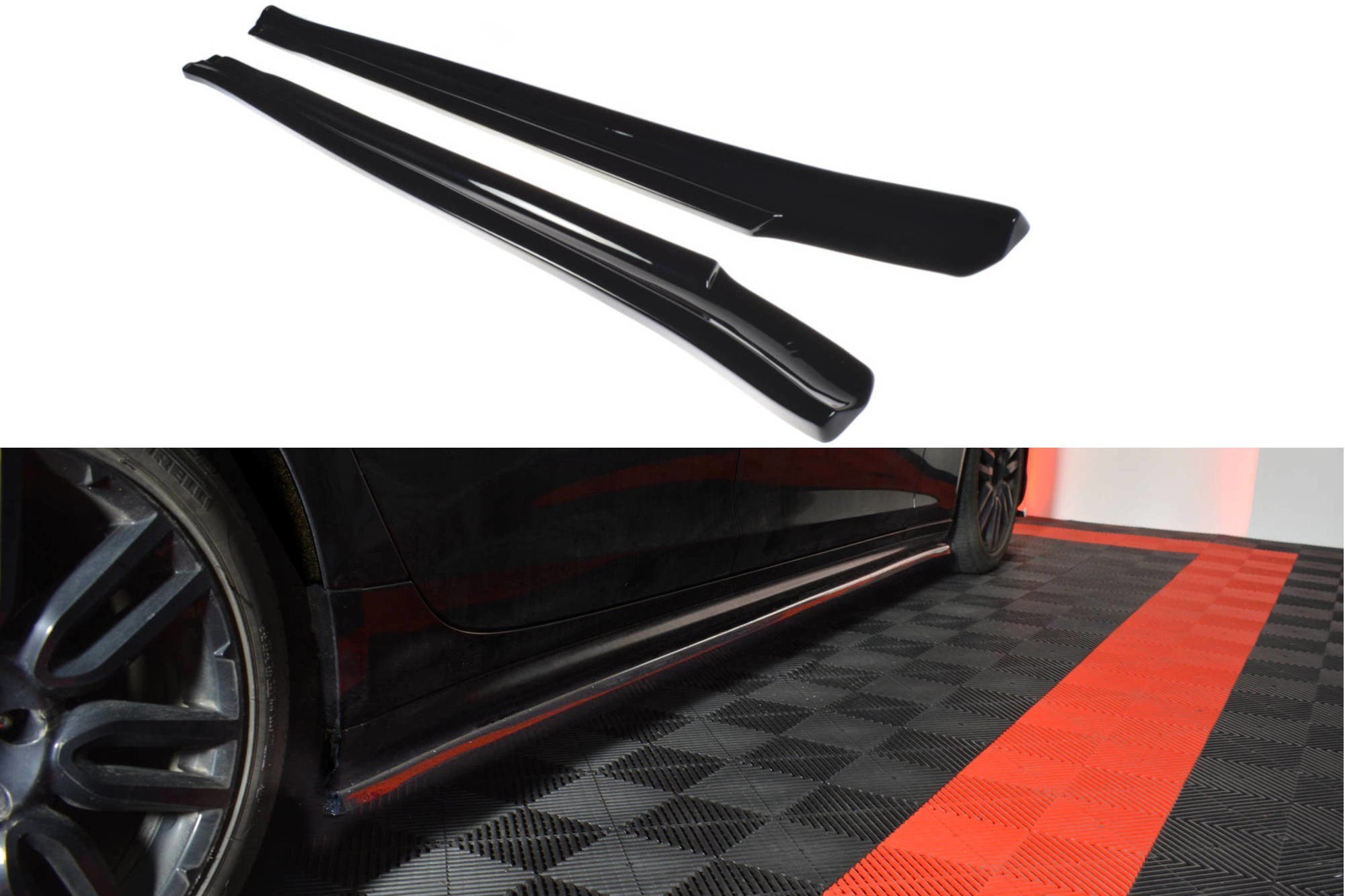 Seitenschweller Ansatz Paar passend für Maserati QUATTROPORTE MK.6 vor FL Carbon Look