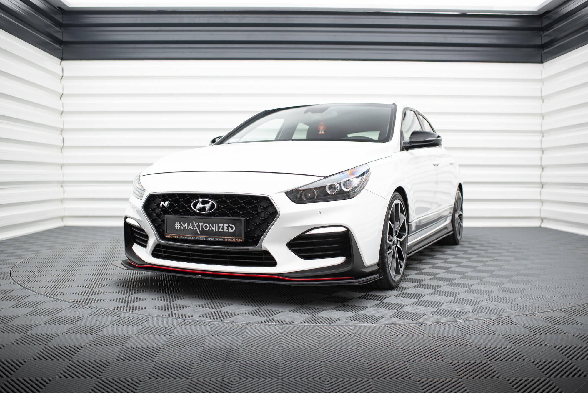 Street Pro Front Ansatz für + Flaps für Hyundai I30 N Mk3 Hatchback / Fastback schwarz Hochglanz
