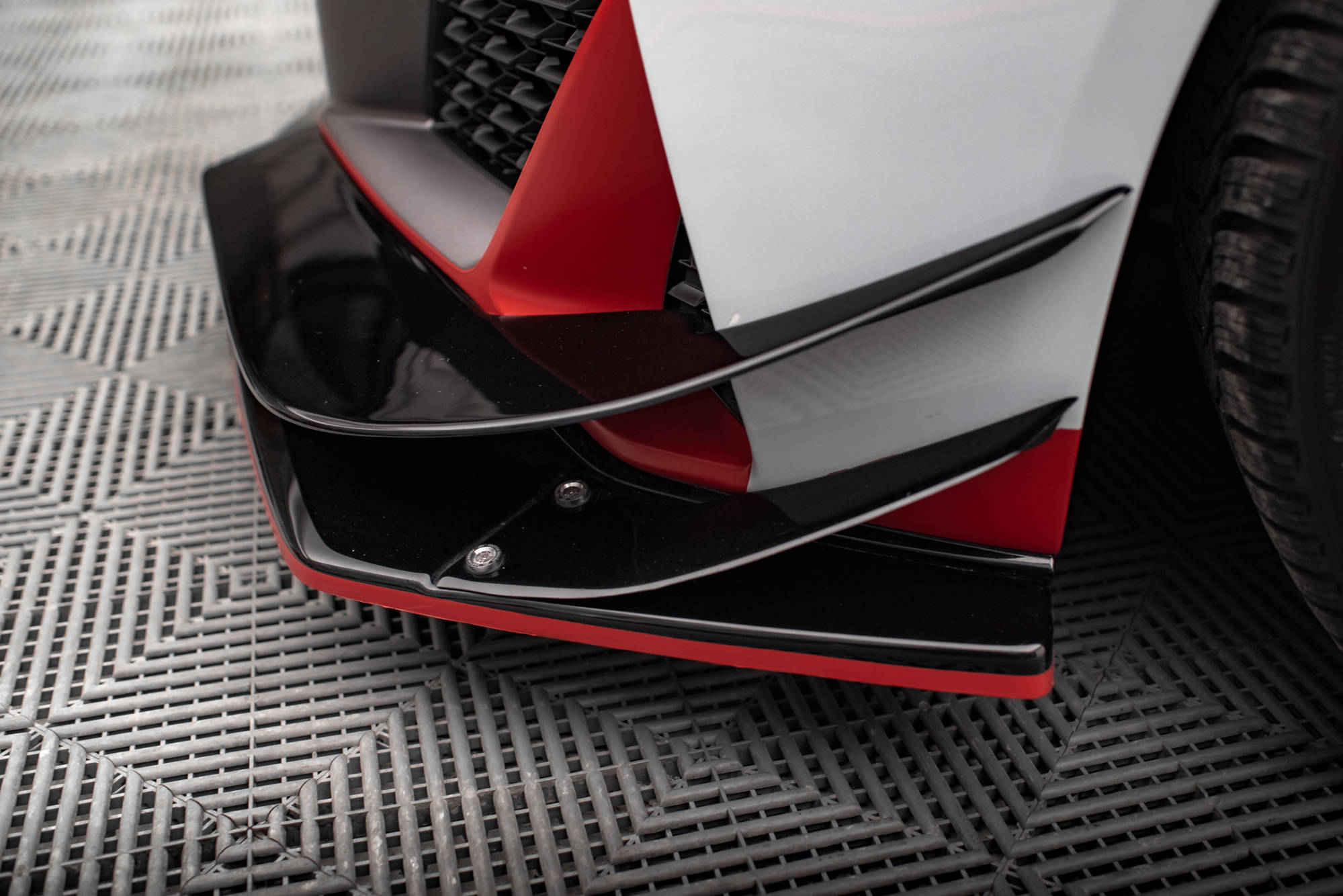 Obere Stoßstangen Flaps Wings vorne Canards passend für Audi R8 Mk2 FL schwarz Hochglanz